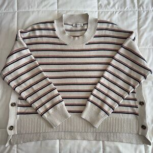 Madewell Brownstone Side Button Sweater in Stripe Size XL